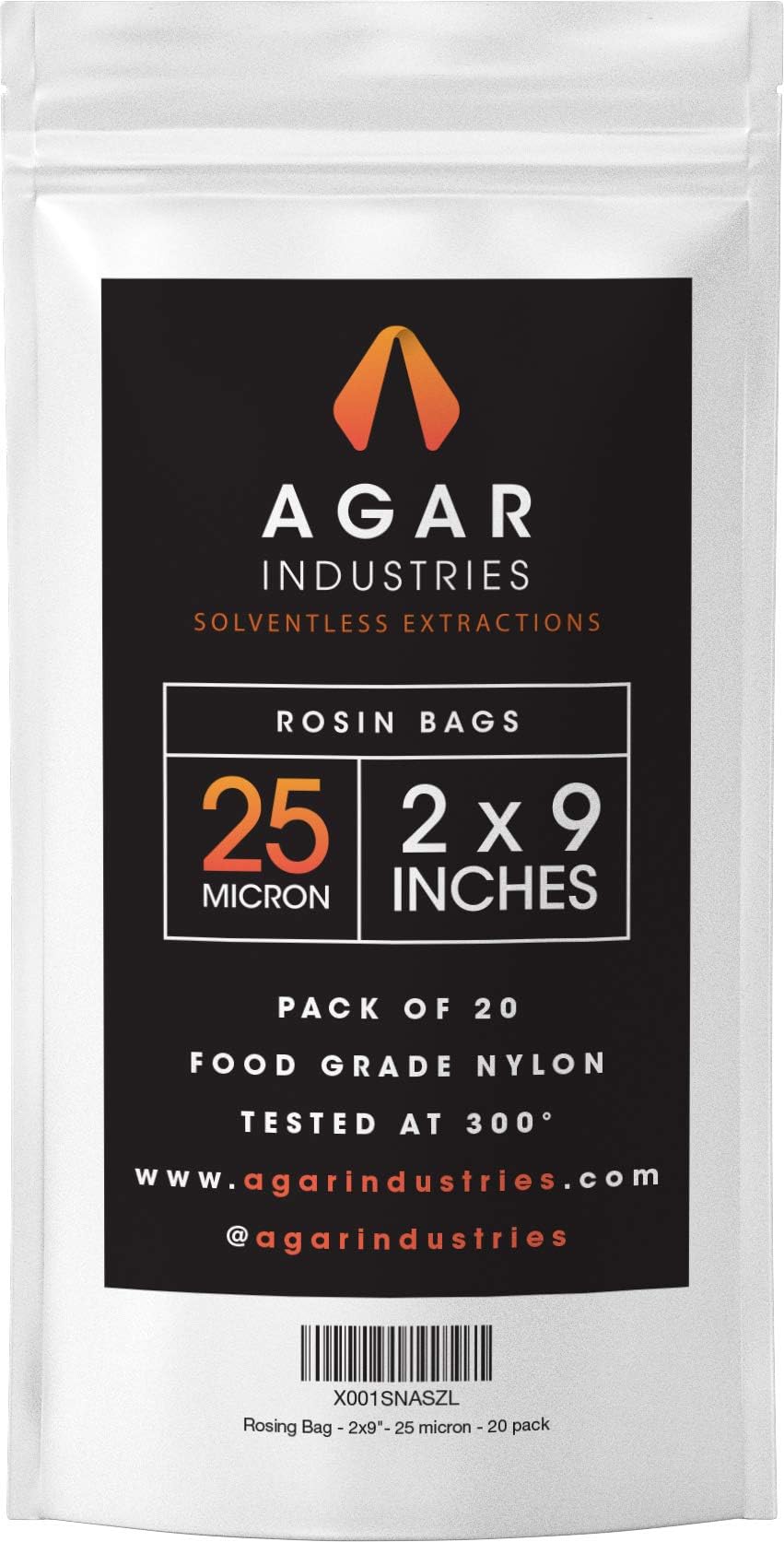 Agar Industries - Rosin Press Filter Bag - Screens for Solventeless Oil Extractions in Rosin Tech (20 pack, 2x9 in. 25 micron)