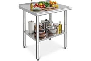 Heavy Duty Stainless Steel Work Table 24"X24"X35", NSF Certified Commercial Prep Table with Adjustable Undershelf, Backsplash
