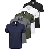 ZENGVEE Mens Polo Shirts Moisture Wicking Short Sleeve Performance Quick Dry Athletic Golf Shirts