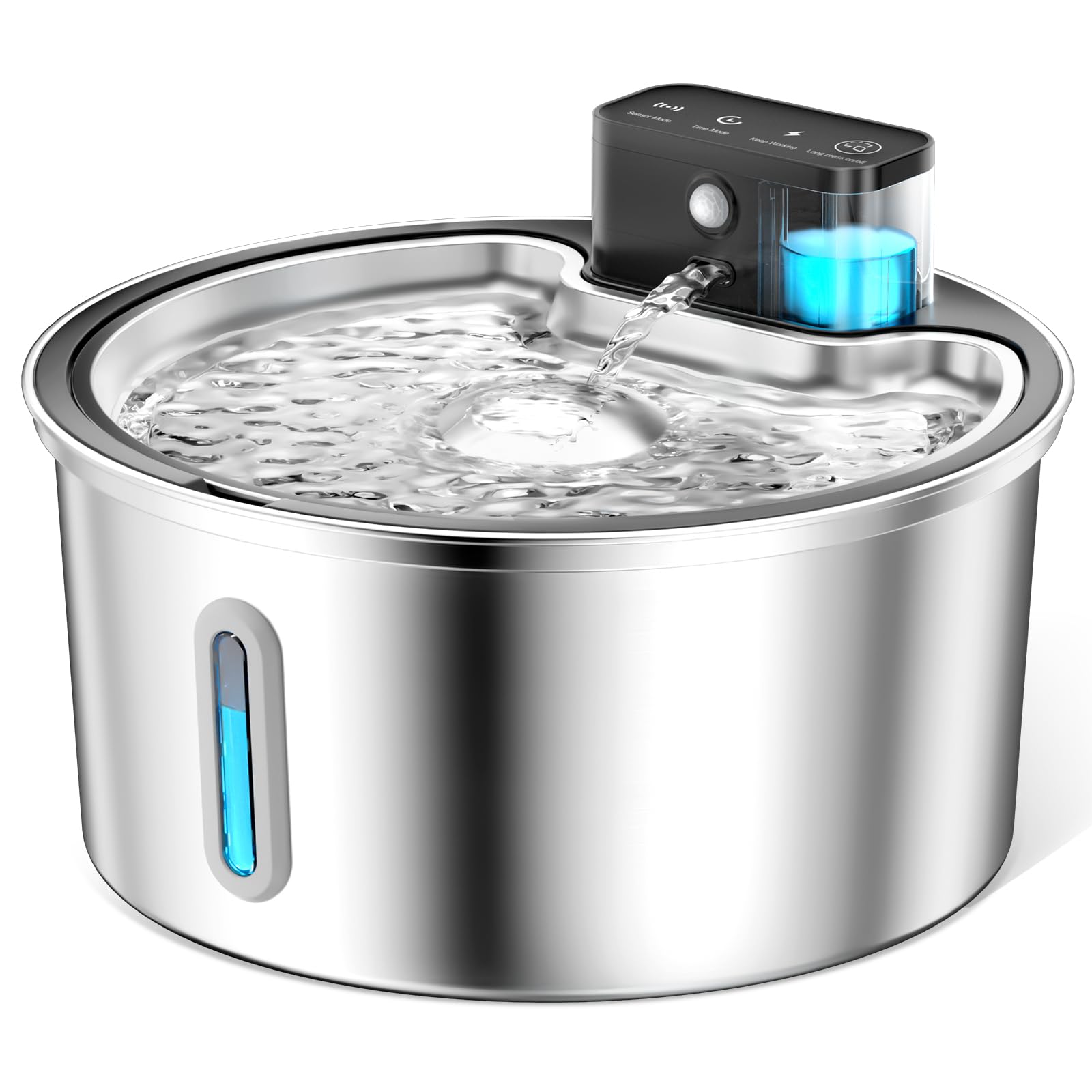 Photo 1 of PawPoll Wireless Cat Water Fountain Stainless Steel - 3.2L/108oz Cordless Pet Water Fountain Battery Operated Cat Water Dispenser Ultra Silent Rechargeable Water Fountains for Cats and Dogs