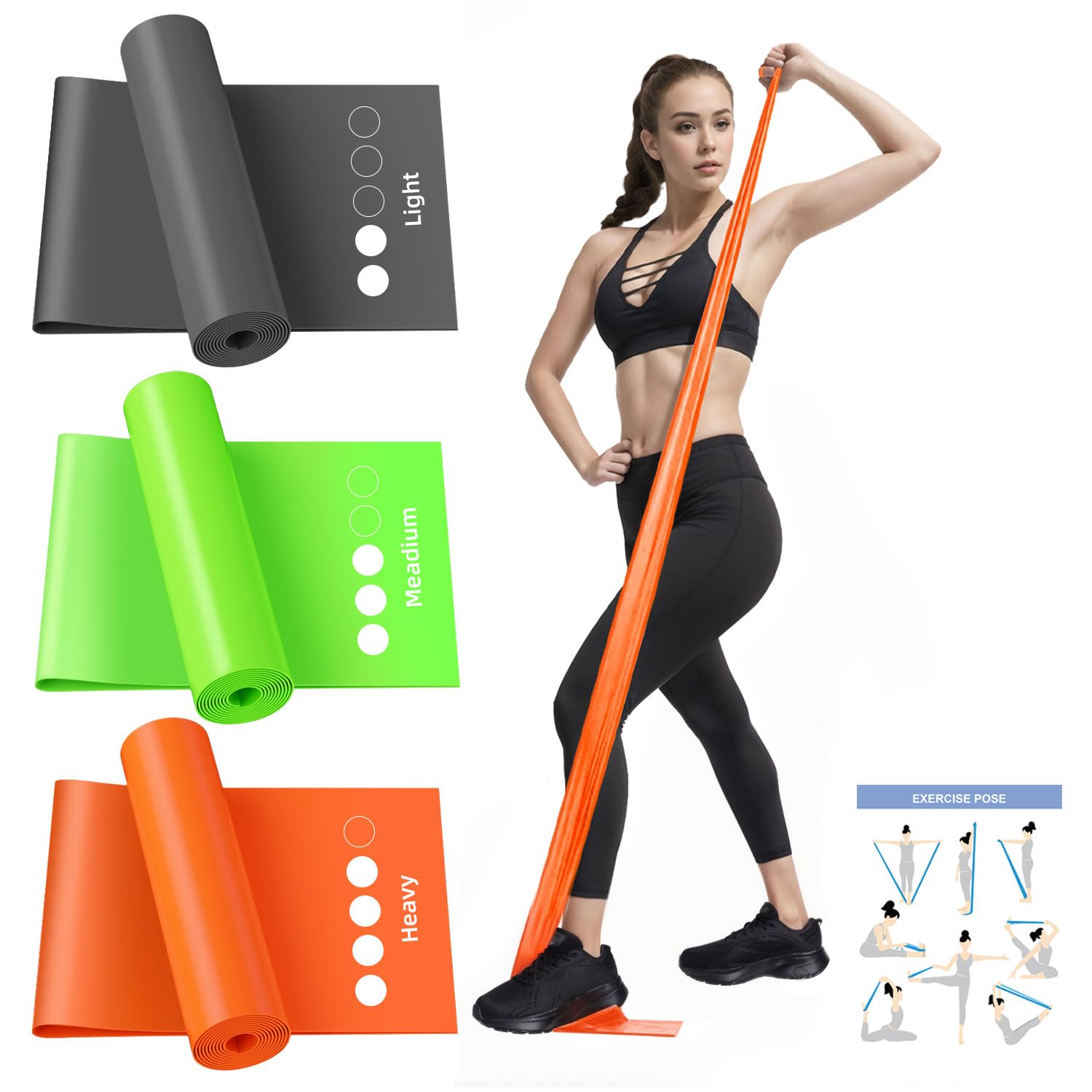 Photo 1 of Resistance Loop Exercise Bands for Home Fitness, Yoga Pilates, Stretching, Strength Training, and Physical Therapy - Elastic Workout Bands Set, Ideal for Women&Men - Multicolor