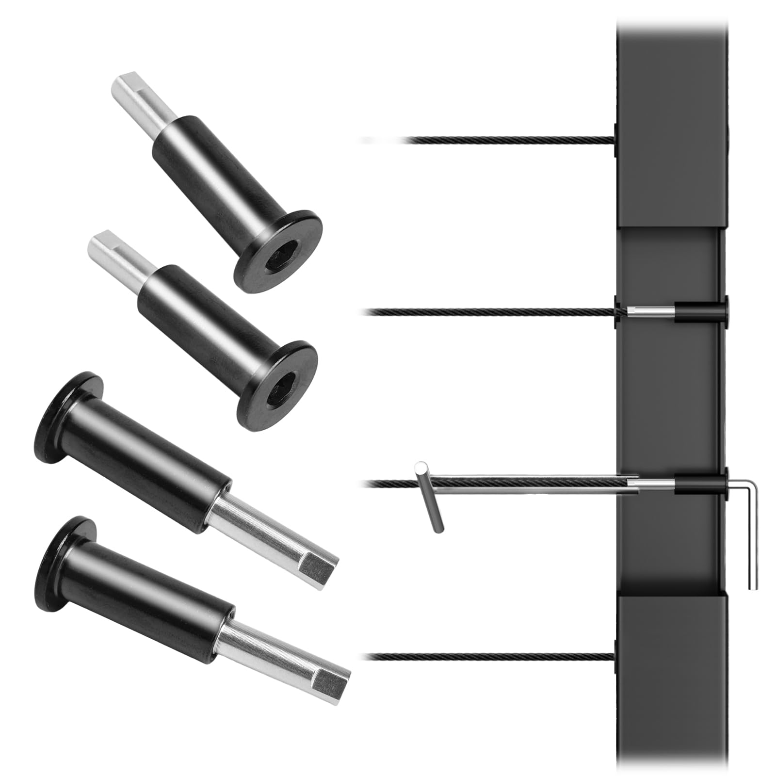 Photo 1 of [Patent] Muzata 40 Pack 1/8" Black Invisible Cable Railing Kit Hardware Upgraded Hand Swage Tensioner Hidden for 2"x2" Metal Post T316 Stainless Steel Deck Cable Railing System CB40