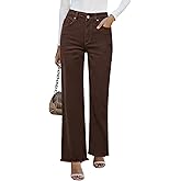 GRAPENT Straight Leg Jeans for Women High Waisted Stretchy Frayed Raw Hem Loose Denim Pants Casual Baggy Jean Trousers