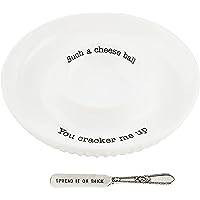 Mud Pie, White, 1 x 9 dia | spreader 5 1/2" Circa Cheese Ball Dish Set