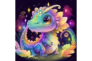 igoodom Diamond Painting Kits for Kids Diamond Art for Beginner, 5D Colorful Dragon gem Art for Kids, for Gift Home Wall Decor 14x14inch