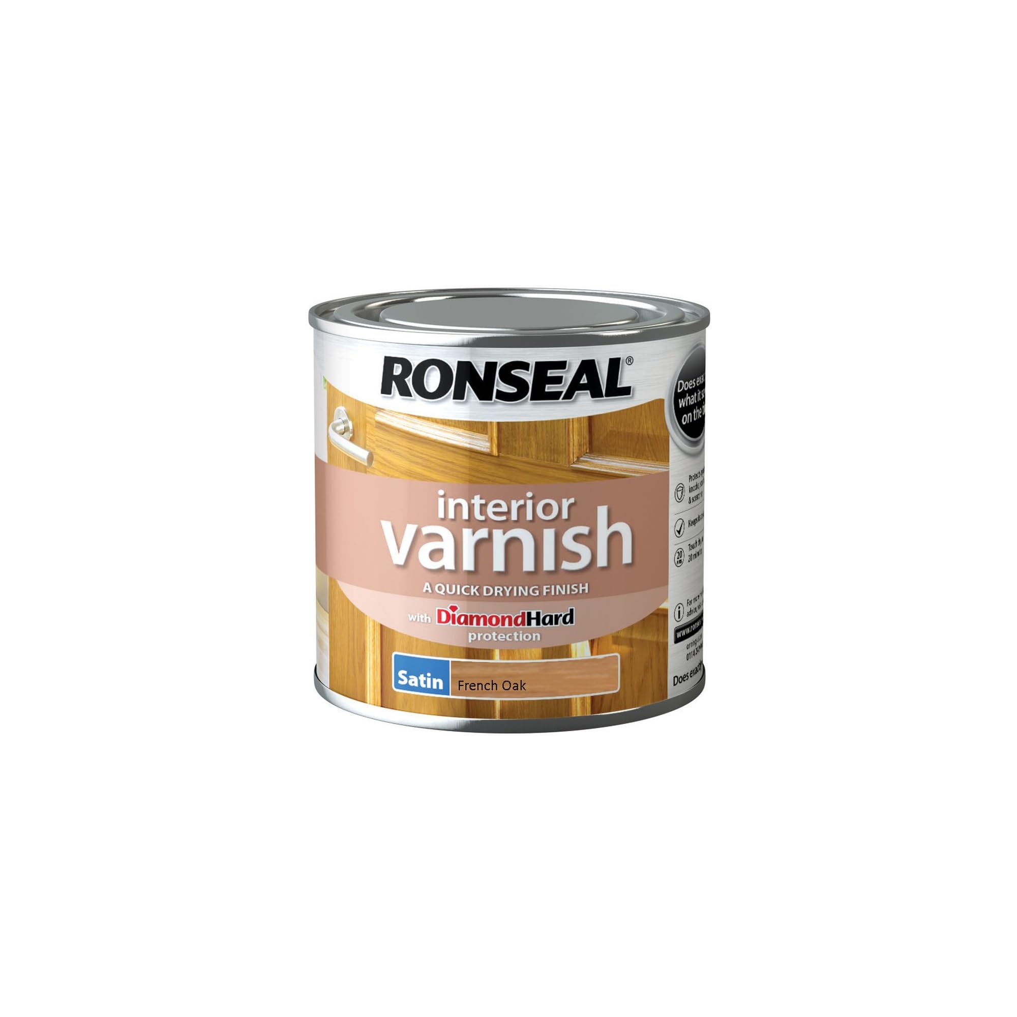 Ronseal RSLIVSFO250 250ml Quick Dry Satin Interior Varnish - French Oak