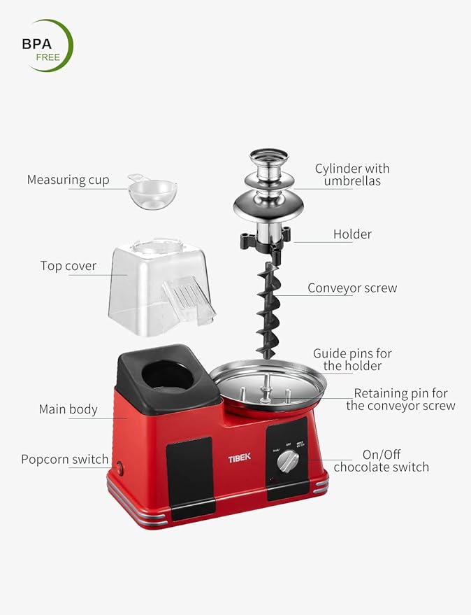 Máquina de palomitas de aire caliente con fuente de chocolate de ...