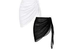 Ekouaer 2 Pieces Women Beach Sarongs Sheer Cover Ups Chiffon Bikini Wrap Skirt for Swimwear S-XXL