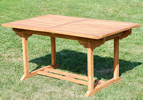 ASS Teak XXL Ausziehtisch 150/210x90 cm Holztisch Gartentisch Garten Tisch 150/210 Länge 90cm Breite Holz Modell: JAV-SABA – Bild 6