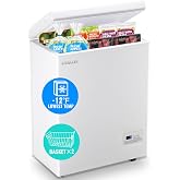 DEMULLER Chest Freezer Ultra-Low Temperature Deep Freezers (Down to -11.2 ℉) with Two Removable Baskets Accurate Display of Cabinet Temp Freestanding White