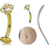 LAURITAMI Floating Titanium Belly Button Rings ASTM F136 Titanium Belly Button Ring 14G Rainbow Belly Piercings for Women With 1PC Curved Piercing Taper