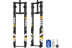 Exceedhub 20/26 Inch 5.0 Fat Tire Bike Air Mountain Bike Inverted Suspension Fork, Thru Axle 15 * 150mm MTB Manual Lockout, Rebound Adjustment Straight Tapered Front Forks for Snow Beach E-Bike