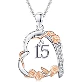 JUSTKIDSTOY 15th/16th/18th/21st/30th/40th/80th Birthday Gifts for Women Daughter 925 Sterling Silver Love Heart Necklace with CZ Pendant Jewelry for Sister Friends