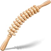 MZDXJ Wooden Cellulite Massage Roller for Legs and Thighs - Handheld Fascia Blaster Tool for Muscle Relief, Lymphatic Drainage & Body Sculpting - Anti Cellulite Massager for Women and Men (12 Wheel)