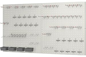 Pegboard Smith 48x24 inch Gray Metal Pegboard Kit for Wall Organization with Hooks, Pegboard Bins, and Utility Tools Storage Board, Efficient Tool Organizer Peg Board