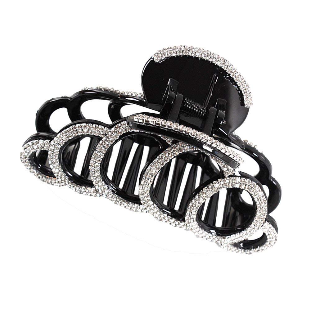Voarge Hair Accessories Hair Clip, Hair Clip, Acrylic Hair Gripper Style, Plain Ponytail Hair Clip, Hair Clips, Rhinestone Claw Clip, Strong Hair Clip, Pine Clip Pin for Thick Hair (Black)