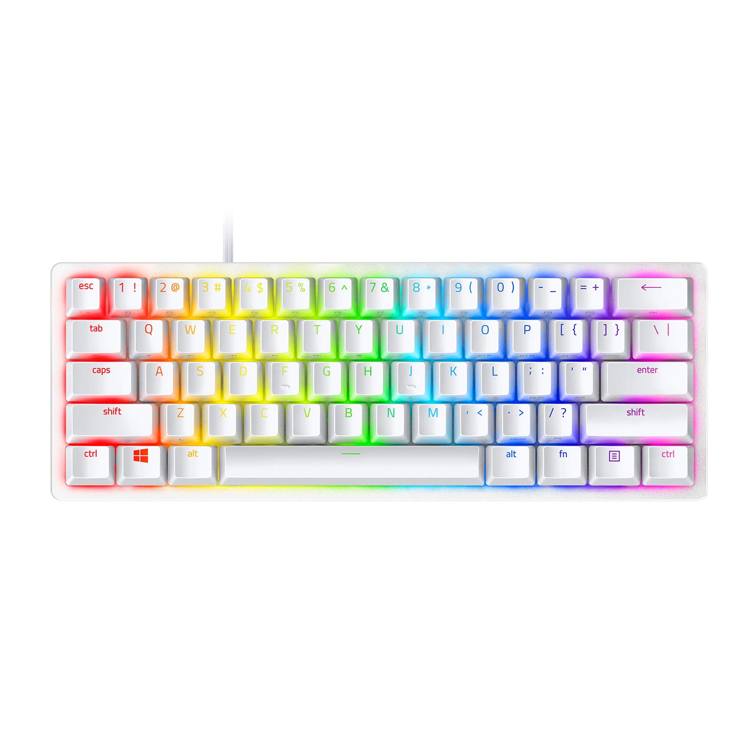 Razer Huntsman Mini 60% Gaming Keyboard: Linear Optical Switches - Rapid Trigger Mode - Chroma RGB Lighting - PBT Keycaps - Onboard Memory - Snap Tap - White Image