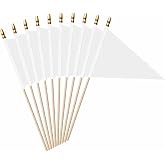 LUSEOAN 20 Pack White Blank Pennant Flag Set 5x8 Inch Wood Stick Handheld | White blank pennant flags, for DIY sublimation, graffiti, school projects, parties