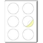 40 Sheets - 3 inch Round Circle Labels, White Printable Stickers for Laser/Inkjet Printers - 8.5 x 11 inch (Letter Sheets)