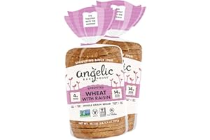 Angelic Bakehouse Sprouted Whole Grain Wheat Raisin Bread 2-Pack (20.5-oz.) - Non-GMO, Vegan and Kosher (2 Loaves), Tan