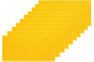 POLLIBEE Beehive Foundation, 8-1/2-Inch Deep Foundation, 10 Pcs Bee Hive Beeswax Coated Foundation Sheet,Bee Waxed Foundation Sheets for Bee Frame