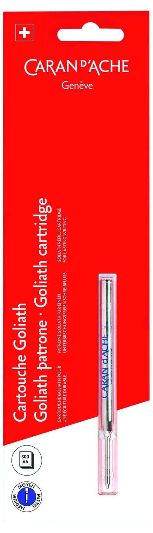 Caran d'Ache Goliath Roll-On Cartridges, Blue, Medium, Pack of 1
