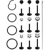 Xnsjeyy 18G 16G Internal Thread Flat Back Earrings Nose Studs 316L Surgical Steel Tragus Forward Helix Conch Cartilage Lobe Earrings Stud Medusa Labret Lip Ring Piercing Jewelry Hoops For Women Men