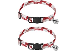 Vintage Canadian Maple Leaf Red Dog Collars For Small Dogs Release Buckle Dog Collar For Girls And Boys Set of 2