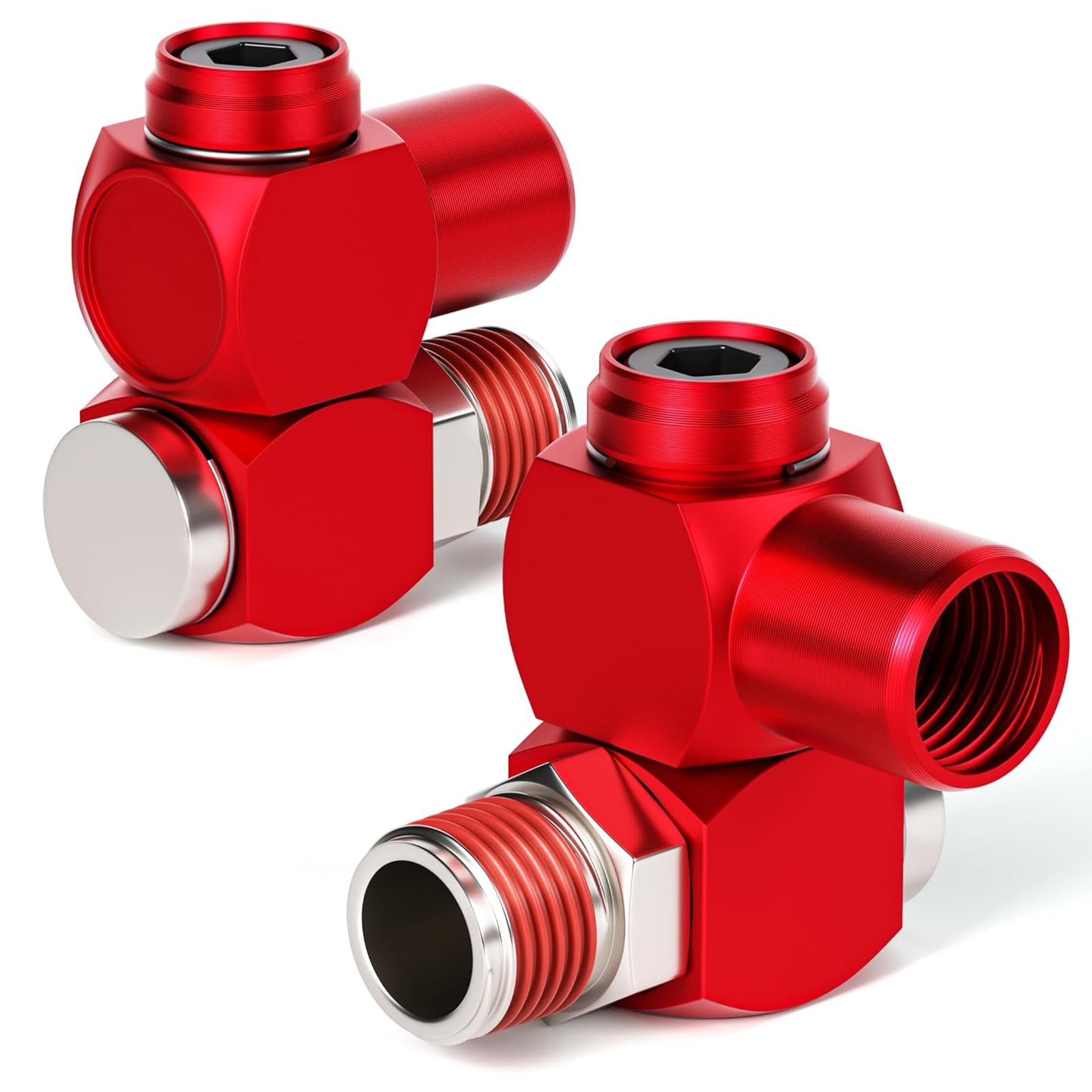 TAILONZ PNEUMATIC Blue 1/4 Inch Air Tool Swivel Fitting 360 Degree Swivel Air Hose Connector Industrial Swivel Portable Air Tool Adapter（Pack of 2）