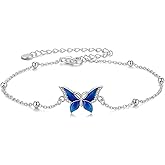 SNOWELLE Butterfly Bracelet S925 Sterling Silver Butterfly Adjustable Bracelets Animal Jewelry Gift for Women