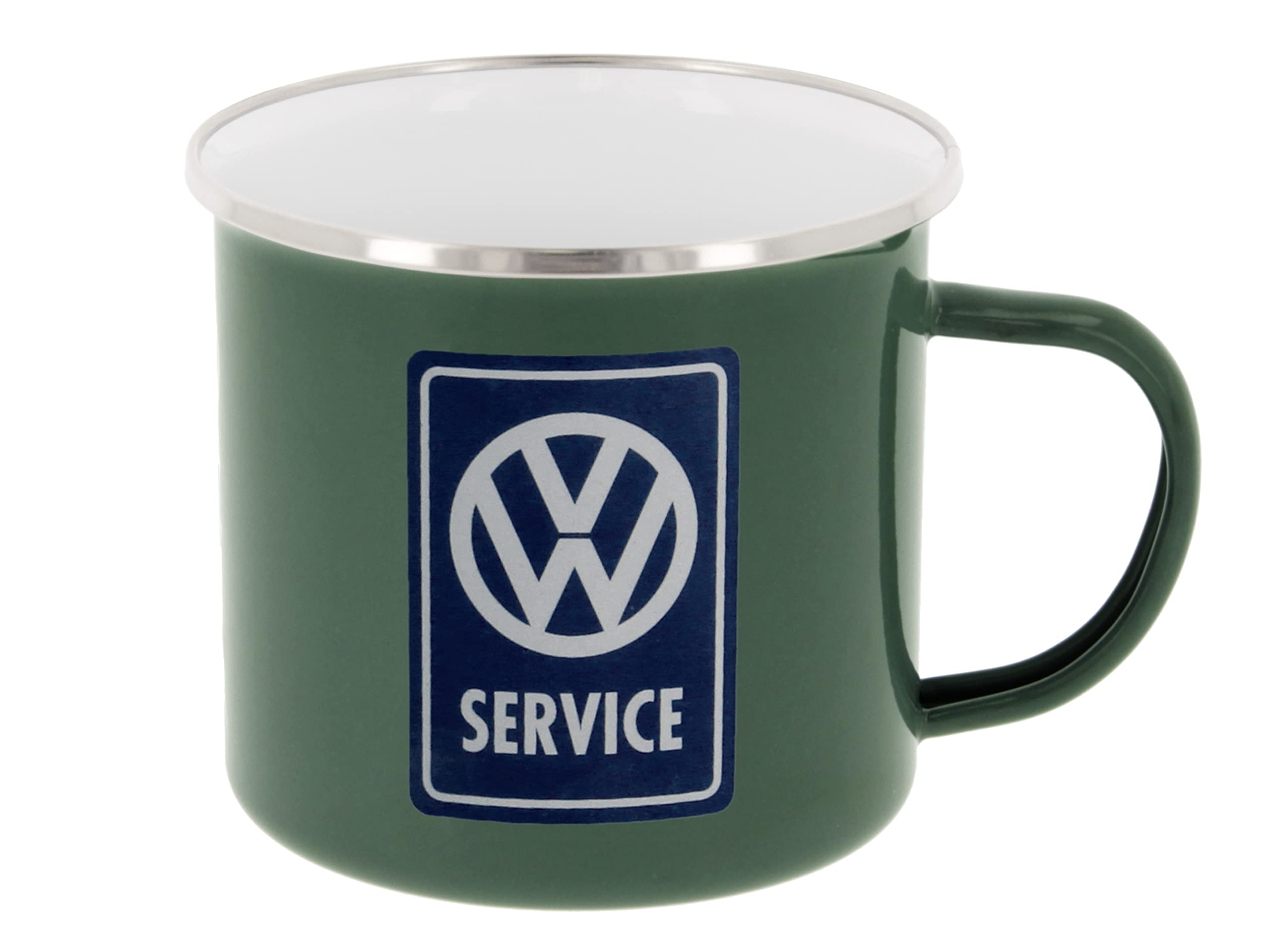 BRISA VW Collection Volkswagen Large Enamel CoffeeTea Mug Cup for Camping & Outdoor T1 Bus Campervan (500 ml/16.9 fl oz/VW Service/Gray)