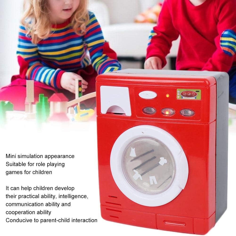 Amazon Yius 洗濯機の子供のおもちゃミニシミュレーション洗濯機子供アプライアンス電気洗濯機のおもちゃギフト 赤 家事 おもちゃ