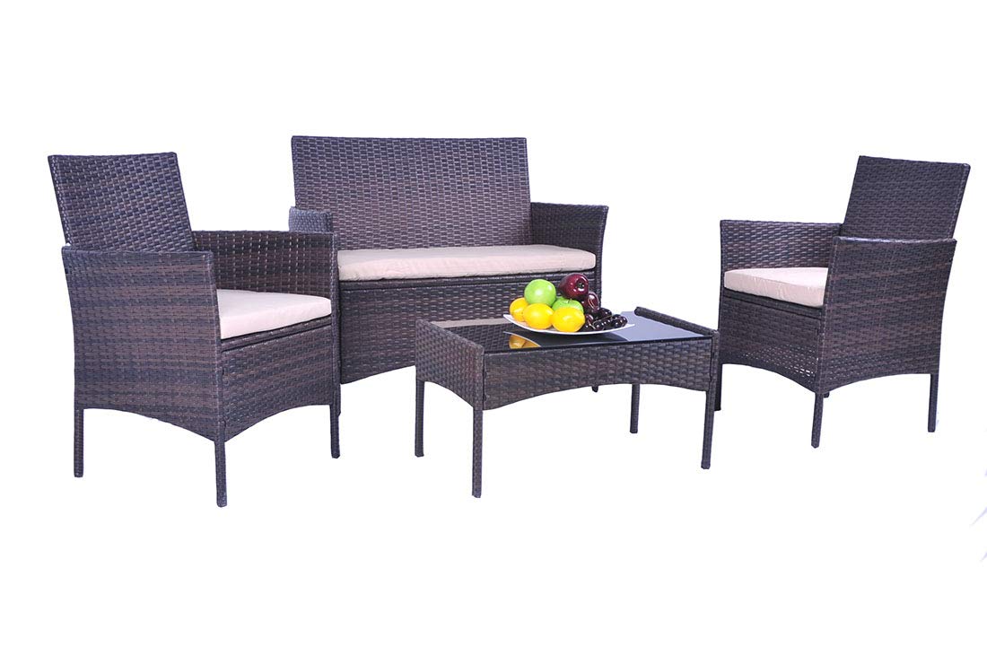 Use Backyard Porch Garden Poolside Balcony Rta Furniture Black Ufi 4pcs Outdoor Patio Furniture Sets Rattan Chair Wicker Set Patio Lawn Garden Conversation Sets