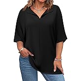 Lueluoye Womens Plus Size Tops Short Sleeve V Neck Tee Blouse Summer Loose Fit Casual Tunic Top XL-5XL