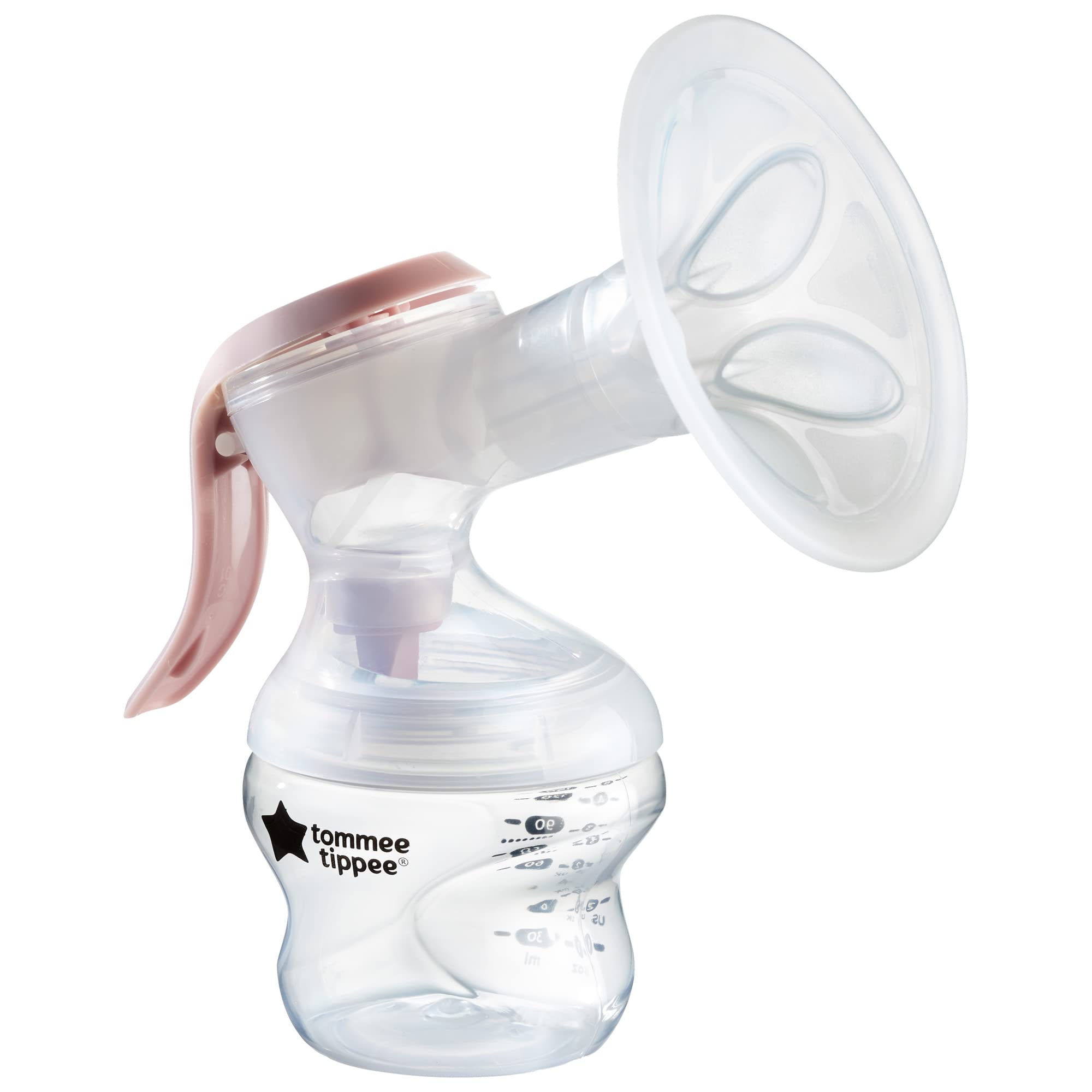 Tommee Tippee Made for Me Manual Breast Pump, Wireless, Portable, Strong Suction, Soft Feel, Ergonomic Handle, Quiet Breastmilk Pump, 150ml Baby Bottle Included, Direct Pump to Bottle Transition