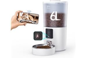 Centvicam Automatic Cat Feeder with 1080P Camera, Two-Way Audio, APP Timed Auto Control Meals, 6L Dry Food Dispenser, 2.4G / 5G WiFi