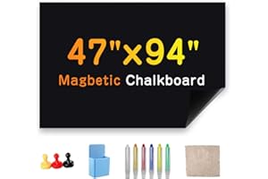 Chalkboard Wallpaper Stick and Peel, 47" x 94" Magnetic Chalk Board Contact Paper with Adhesive on Wall for School, Office, K