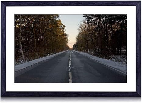 Amazon Co Jp 50cmx35cm 木製の黒色のフォトフレーム 道路アスファルト冬の雪 壁掛け 壁飾り 壁ポスター おしゃれ ウォールアート アートパネル 壁の絵 インテリア絵画 額縁 部屋飾り 装飾画 ホーム キッチン