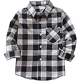 Little Boys' Long Sleeve Button Down Plaid Flannel Shirt