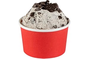 Coppetta 3-Ounce Dessert Cups, 50 Disposable Ice Cream Cups - Lids Sold Separately, Heavy-Duty, Red Paper Frozen Yogurt Bowls, For Hot And Cold Foods, Perfect For Gelato Or Mousse - Restaurantware