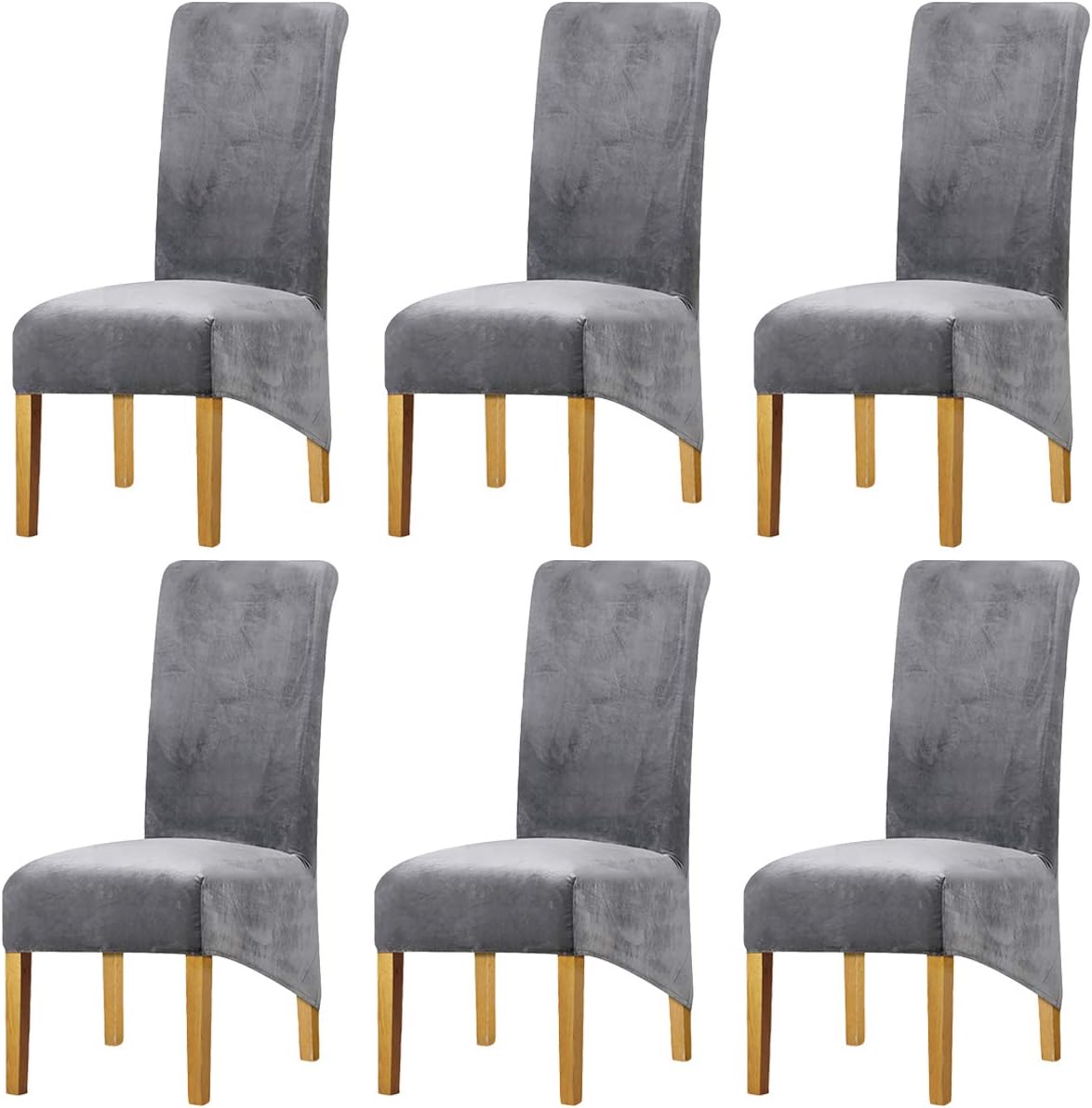 LANSHENG Velvet Dining Chair Covers, Stretch High Back Chair Seat Protector Slipcovers