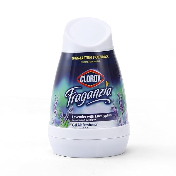 CLOROX FRAGANZIA GEL AIR FRESHENER CONE, ADJUSTABLE ODOR ELIMINATING GEL WITH LAVENDER AND EUCALYPTUS SCENT FOR HOME, BATHROOM, OFFICE, SMALL SPACES, LONG LASTING NO BATTERY FRESHENER, 6 OZ