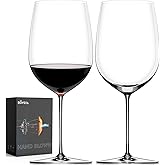 OJA Red Wine Glasses Set of 2, Hand Blown Giant Wine Glass 36.5 oz, Oversized Full Bottle Crystal Glasses, Large Cabernet Sauvignon Light, Clear, Best for tasting, Restaurant, Father's Day Gift