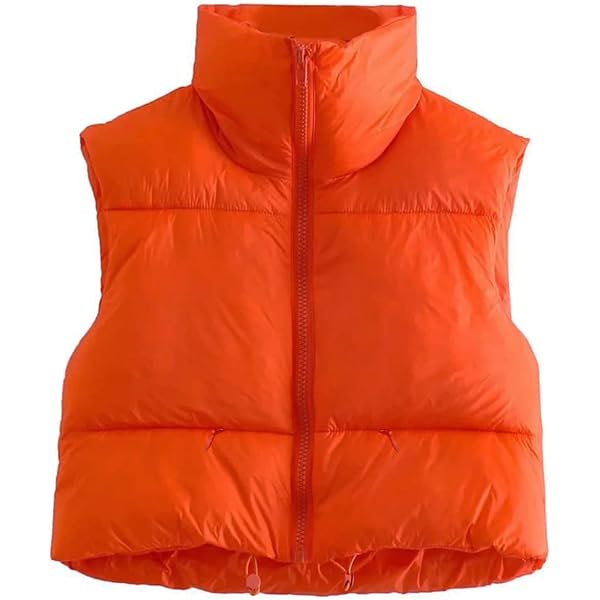 tuduoms Puffer Vest Women Winter Warm Cropped Puffer Vest Quilted