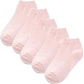 Looching Pack of 5 Mesh Thin Baby Girls Boys Cotton White Socks Toddler Kids No Show Ankle Socks 1-8T