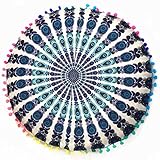 Hot Sale ！Indian Large Round Floor Pillows，Beautyvan Comfortable Charming Indian Mandala Floor Pillows Round Removable and Washable Flowers Bohemian Cushion Pillows Cover Case Cushions (E)