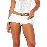 Virpo Women's Leopard Print Ruffles Hem Micro Shorts Stretch Y2k Low Rise Sexy Party Club Booty Shorts