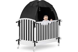 YAVIL Portable Sleep Baby Blackout Crib Tent, Pack N Play Blackout Cover, Sleep Pod, Travel Baby Tent, Blocks 90%+ Light Crib Cover