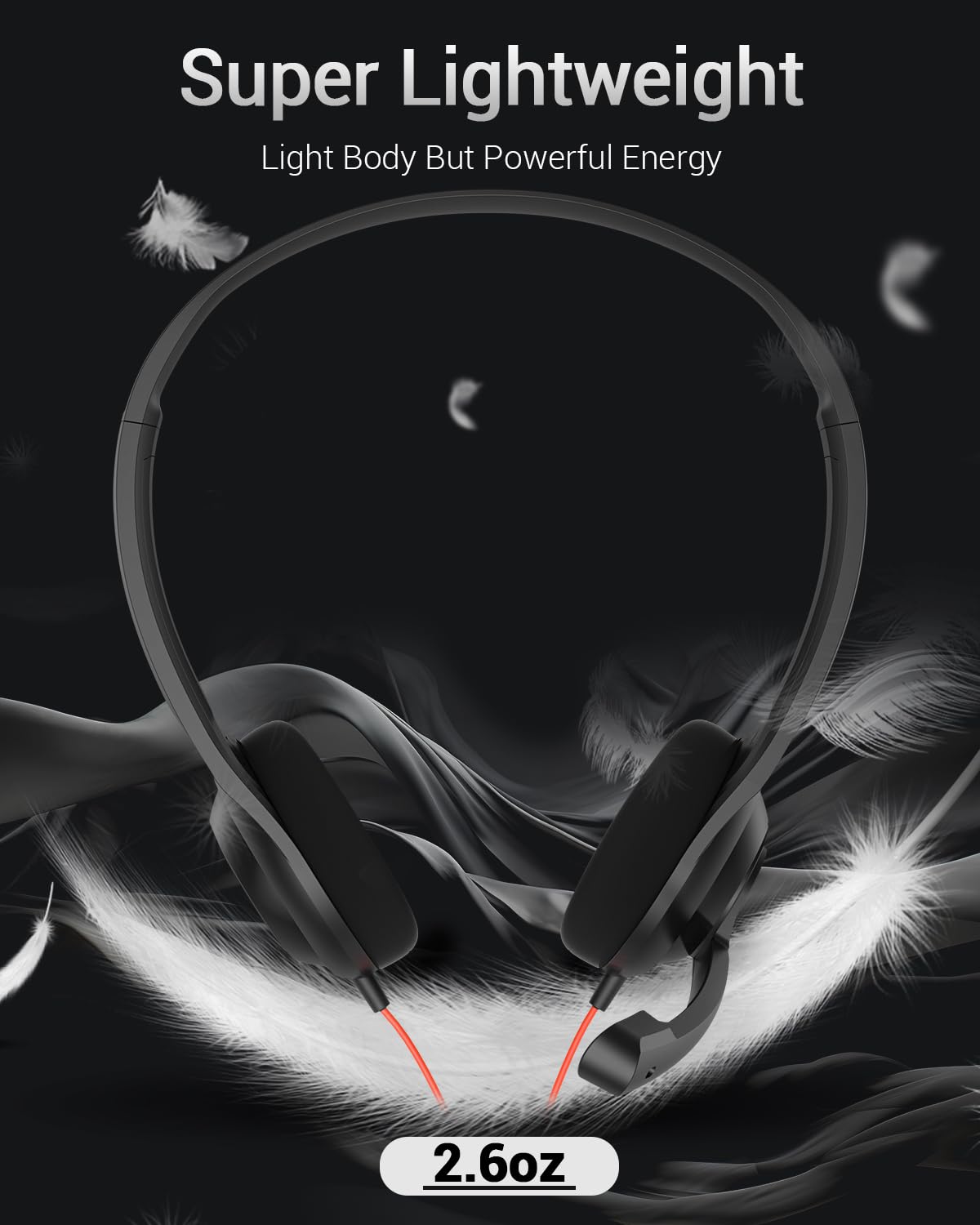 NUBWO HW02 USB Computer Headset with Clear Chat Microphone, Lightweight On-Ear Wired Headset for MS Teams, Skype, Webinars, Call Center and More (Black)