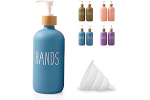 Loochica Blue Glass Kitchen Soap Dispenser, Detergent Dispenser or Hands Soap Dispenser for Kitchen Sink, Blue Soap Dispenser, Modern Blue Decor Soap Pump for Kitchen Organization